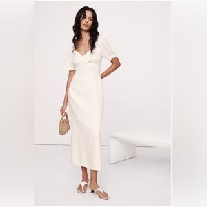 NWT Banana Republic Cream Linen Midi Dress